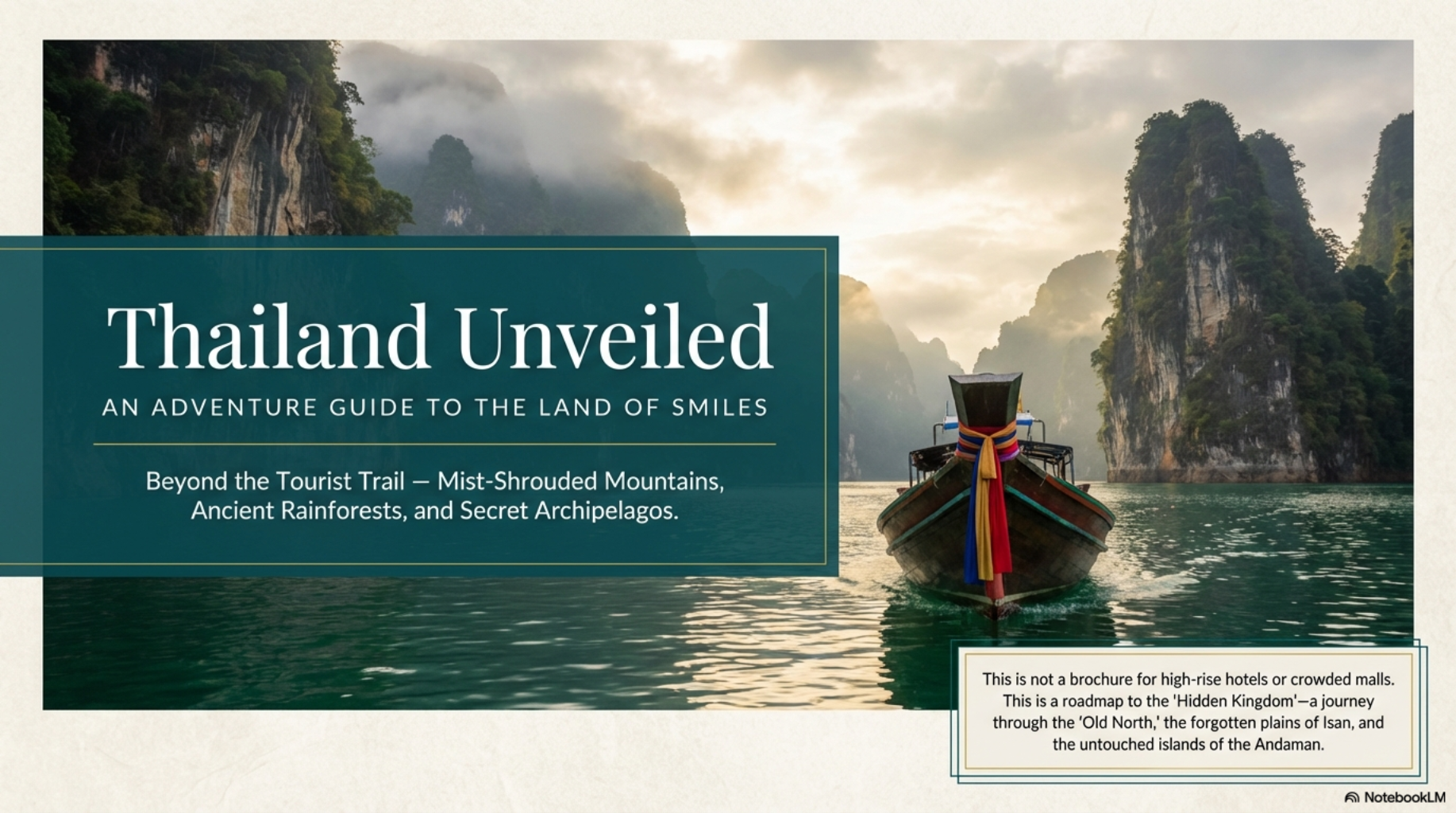 Thailand limestone karsts and longtail boat